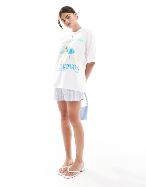 ASOS DESIGN – Biały T-shirt oversize z grafiką i napisem Mykonos, 4 z 4