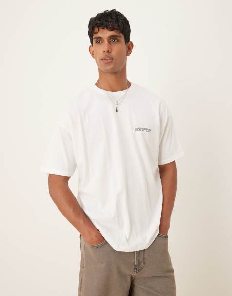 ASOS DESIGN oversized t-shirt with chest graphic in white