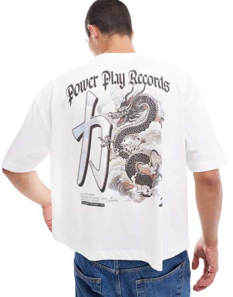 ASOS DESIGN – Biały T-shirt oversize z grafiką na plecach - view 1