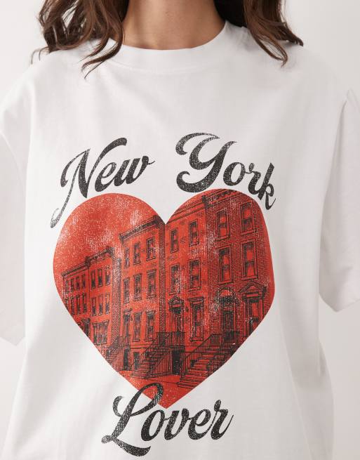 ASOS DESIGN – Biały T-shirt oversize z grafiką „New York Lover“, 4 z 4