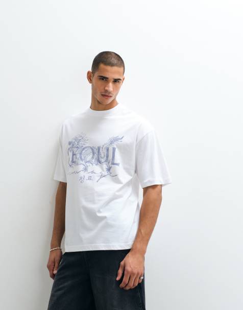 ASOS DESIGN – Biały T-shirt oversize z grafiką z napisem „Seoul” - view 1