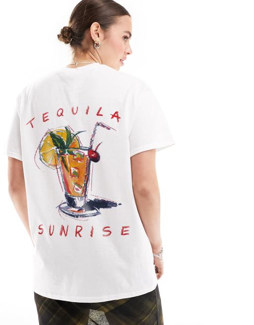 ASOS DESIGN – Biały T-shirt oversize z grafiką z napisem Tequila