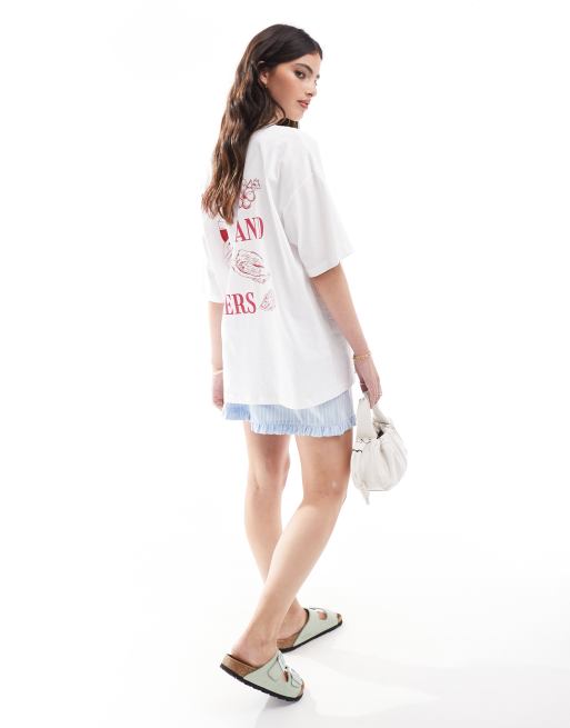 ASOS DESIGN – Biały T-shirt oversize z grafiką z ostrygami i winem, 3 z 4