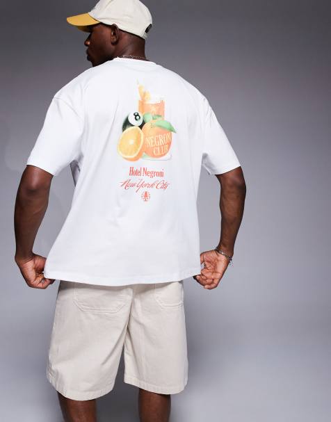 ASOS DESIGN – Biały T-shirt oversize z grafiką z owocami - view 1