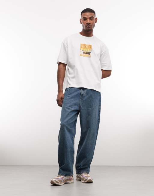 ASOS DESIGN – Biały T-shirt oversize z grafiką z pomarańczą, 2 z 5