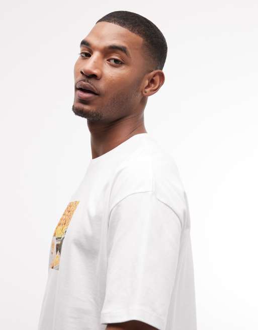 ASOS DESIGN – Biały T-shirt oversize z grafiką z pomarańczą, 4 z 5