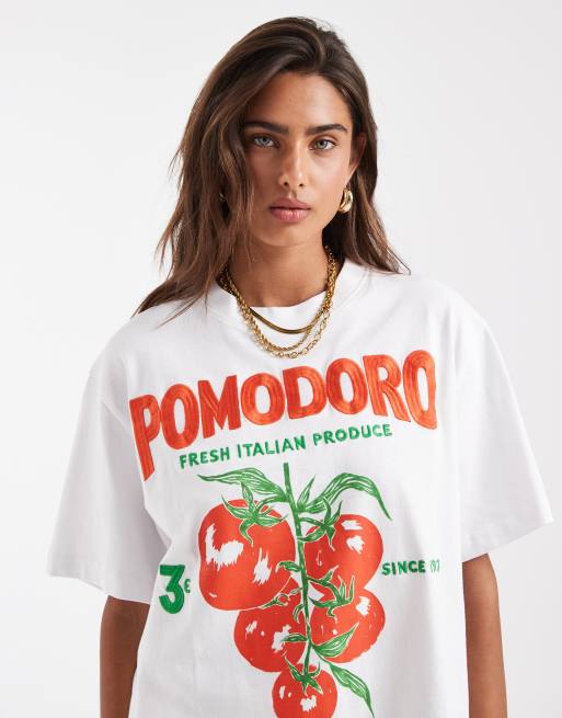 ASOS DESIGN – Biały T-shirt oversize z grafiką z pomidorami, 2 z 4