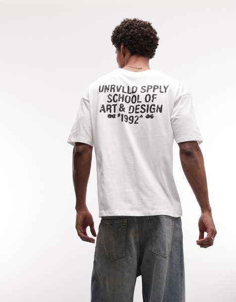 ASOS DESIGN – Biały T-shirt oversize z grafiką z tekstem - view 1