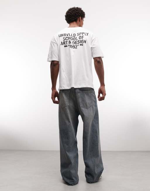 ASOS DESIGN – Biały T-shirt oversize z grafiką z tekstem, 3 z 5
