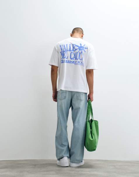 ASOS DESIGN – Biały T-shirt oversize z grafiką z tekstem - view 1