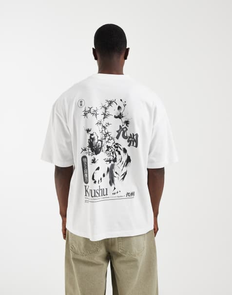 ASOS DESIGN – Biały T-shirt oversize z grafiką z tygrysem - view 1