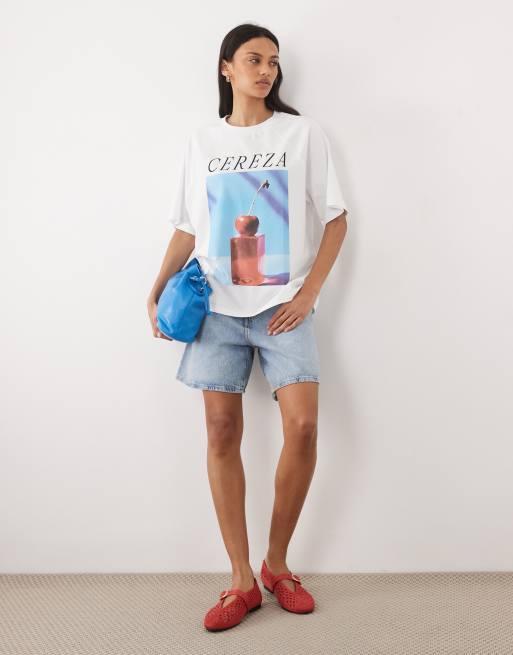 ASOS DESIGN – Biały T-shirt oversize z grafiką z wiśniami, 2 z 4