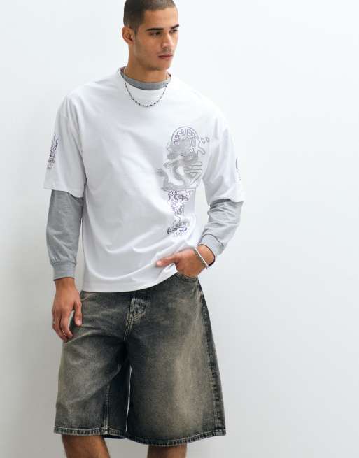 ASOS DESIGN – Biały T-shirt oversize z grafiką ze smokiem, 5 z 5