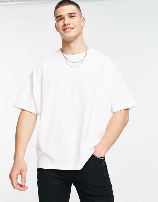 ASOS DESIGN – Biały T-shirt oversize z grubego materiału