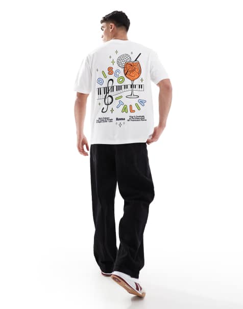 ASOS DESIGN oversized t-shirt with cartoon graphic in white