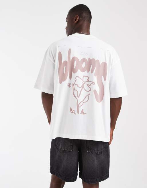ASOS DESIGN – Biały T-shirt oversize z kwiatową grafiką, 5 z 5