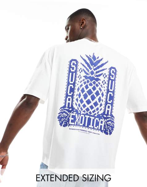 ASOS DESIGN – Biały T-shirt oversize z nadrukiem ananasa na plecach - view 1