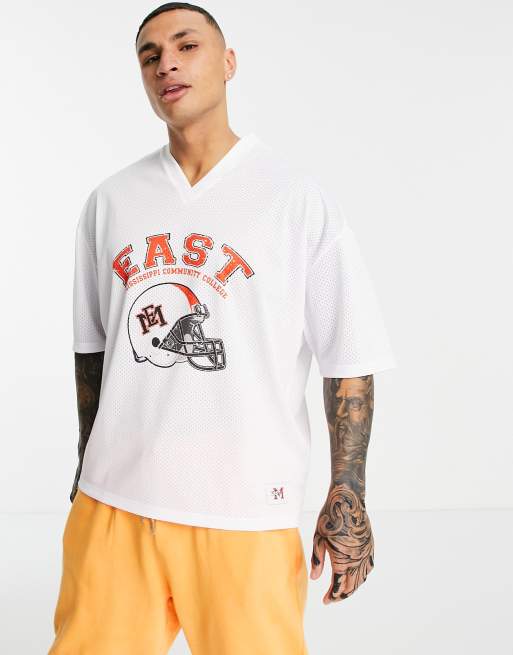 ASOS DESIGN – Biały T-shirt oversize z nadrukiem „East Mississippi”