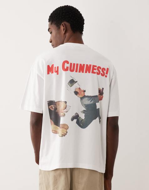 ASOS DESIGN – Biały T-shirt oversize z nadrukiem Guinness - view 1