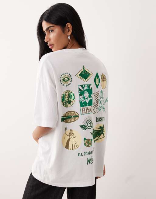 ASOS DESIGN – Biały T-shirt oversize z nadrukiem i napisem „Wicked”, 3 z 4