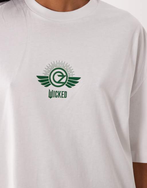 ASOS DESIGN – Biały T-shirt oversize z nadrukiem i napisem „Wicked”, 4 z 4