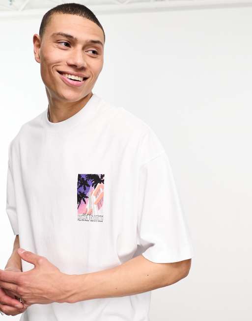 ASOS DESIGN – Biały T-shirt oversize z nadrukiem Ibiza na plecach, 3 z 4