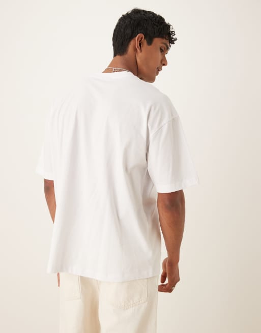 ASOS DESIGN – Biały T-shirt oversize z nadrukiem na piersi, 3 z 4