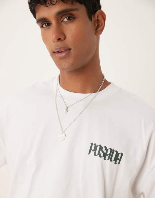 ASOS DESIGN – Biały T-shirt oversize z nadrukiem na piersi, 4 z 4