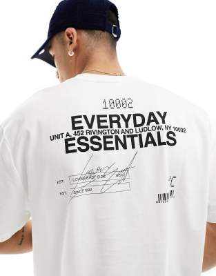 ASOS DESIGN – Biały T-shirt oversize z nadrukiem na plecach - view 1