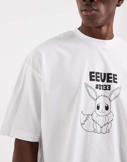 ASOS DESIGN – Biały T-shirt oversize z nadrukiem Pokemon Eeevee, 4 z 5