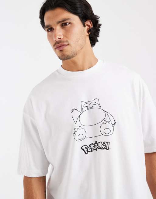 ASOS DESIGN – Biały T-shirt oversize z nadrukiem Pokemona Snorlaxa, 2 z 5