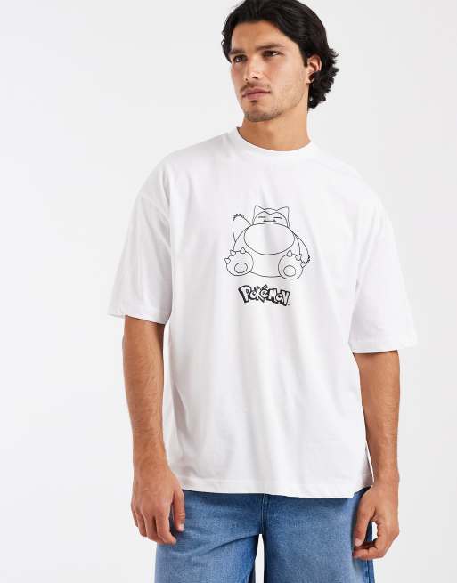 ASOS DESIGN – Biały T-shirt oversize z nadrukiem Pokemona Snorlaxa, 5 z 5