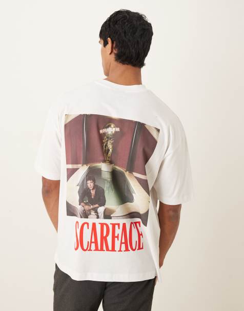 ASOS DESIGN – Biały T-shirt oversize z nadrukiem Scarface - view 1
