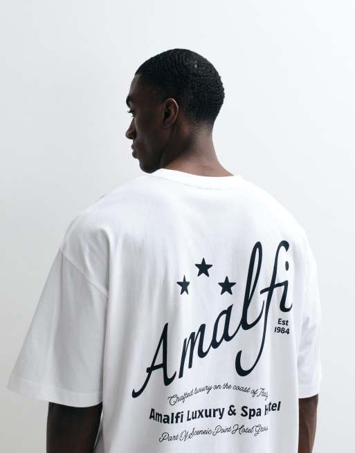 ASOS DESIGN – Biały T-shirt oversize z nadrukiem tekstowym „Amalfi“, 2 z 5