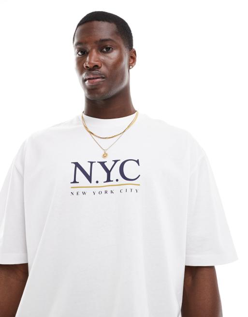 ASOS DESIGN – Biały T-shirt oversize z napisem „NYC” na piersi, 4 z 4