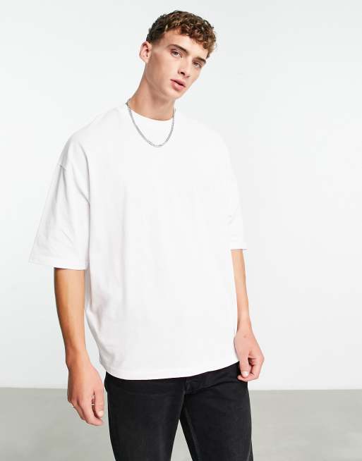 ASOS DESIGN – Biały T-shirt oversize z piki