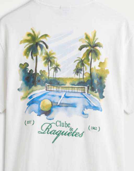 ASOS DESIGN – Biały T-shirt oversize z tenisową grafiką na plecach, 9 z 9