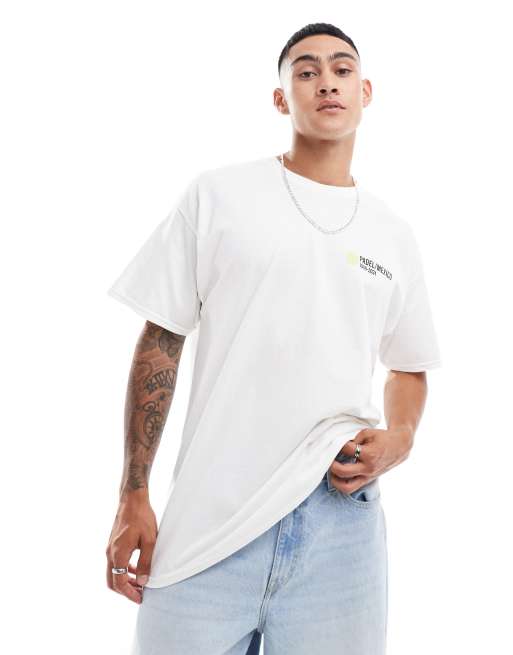 ASOS DESIGN – Biały T-shirt oversize z tenisowym nadrukiem na plecach, 2 z 4