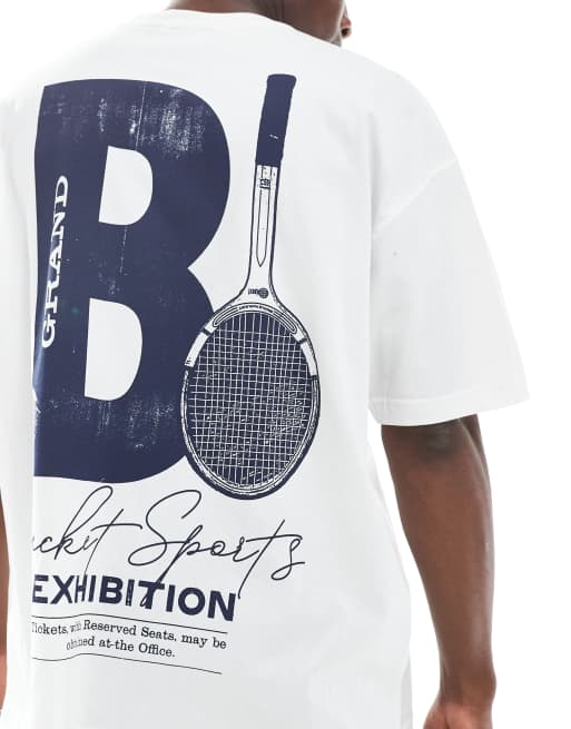 ASOS DESIGN – Biały T-shirt oversize ze sportową grafiką, 4 z 4