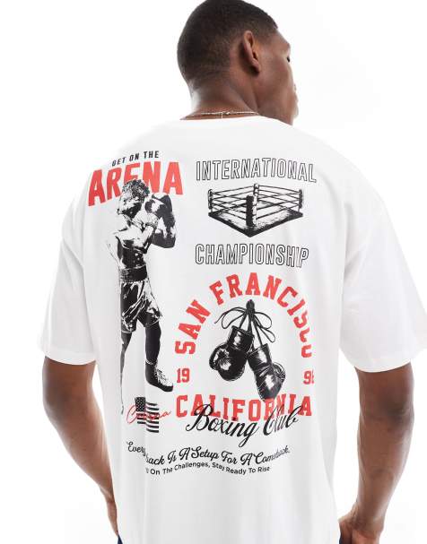 ASOS DESIGN oversized t-shirt with sports graphic in white