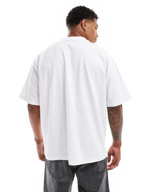ASOS DESIGN – Biały T-shirt oversize ze sportowym nadrukiem z przodu, 2 z 4