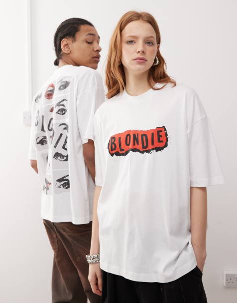 ASOS DESIGN – Biały T-shirt unisex o fasonie oversize z licencjonowanym nadrukiem Blondie - view 1