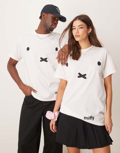 ASOS DESIGN – Biały T-shirt unisex o fasonie oversize z licencjonowanym nadrukiem Miffy - view 1