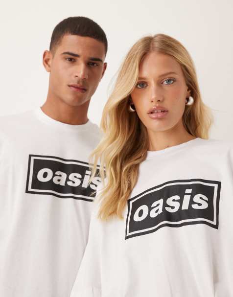 ASOS DESIGN – Biały T-shirt unisex o fasonie oversize z napisem OASIS - view 1