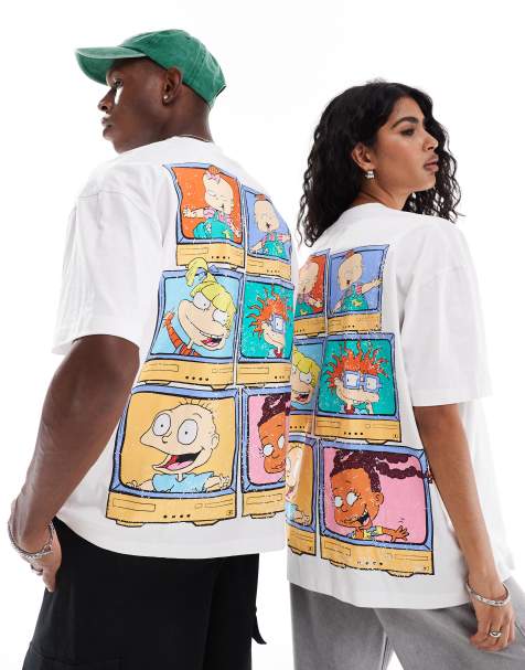 ASOS DESIGN – Biały T-shirt unisex o kroju oversize z nadrukiem z motywem Pełzaków - view 1