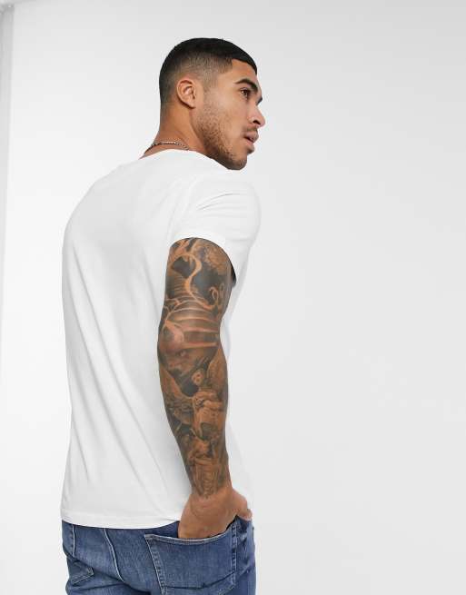 ASOS DESIGN – Biały T-shirt z dekoltem w kształcie litery U, 2 z 4
