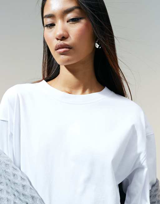 ASOS DESIGN – Biały T-shirt z gorsetową talią, 3 z 4