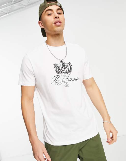 ASOS DESIGN – Biały T-shirt z nadrukiem z przodu