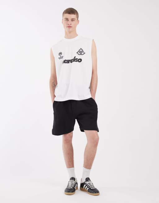 ASOS DESIGN – Biały top bez rękawów oversize z grafiką piłkarską „Paraiso“ , 2 z 5
