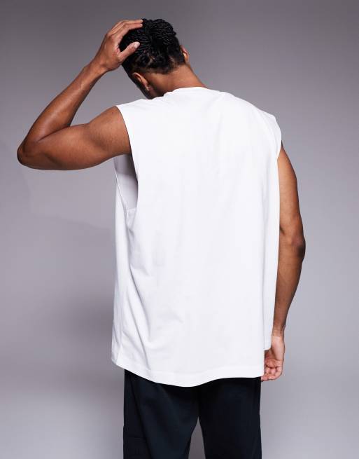 ASOS DESIGN – Biały top bez rękawów oversize z nadrukiem strasznej twarzy , 3 z 5